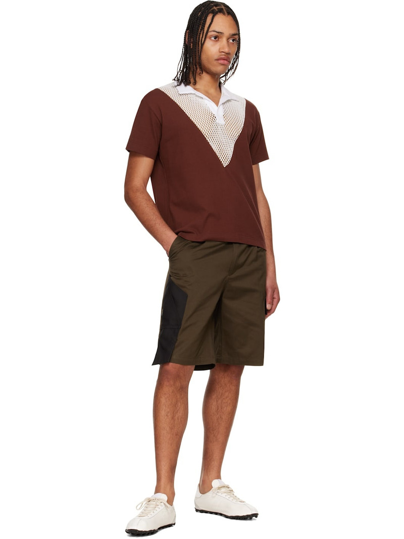 OLLY SHINDER White & Burgundy V Hybrid Polo outlook