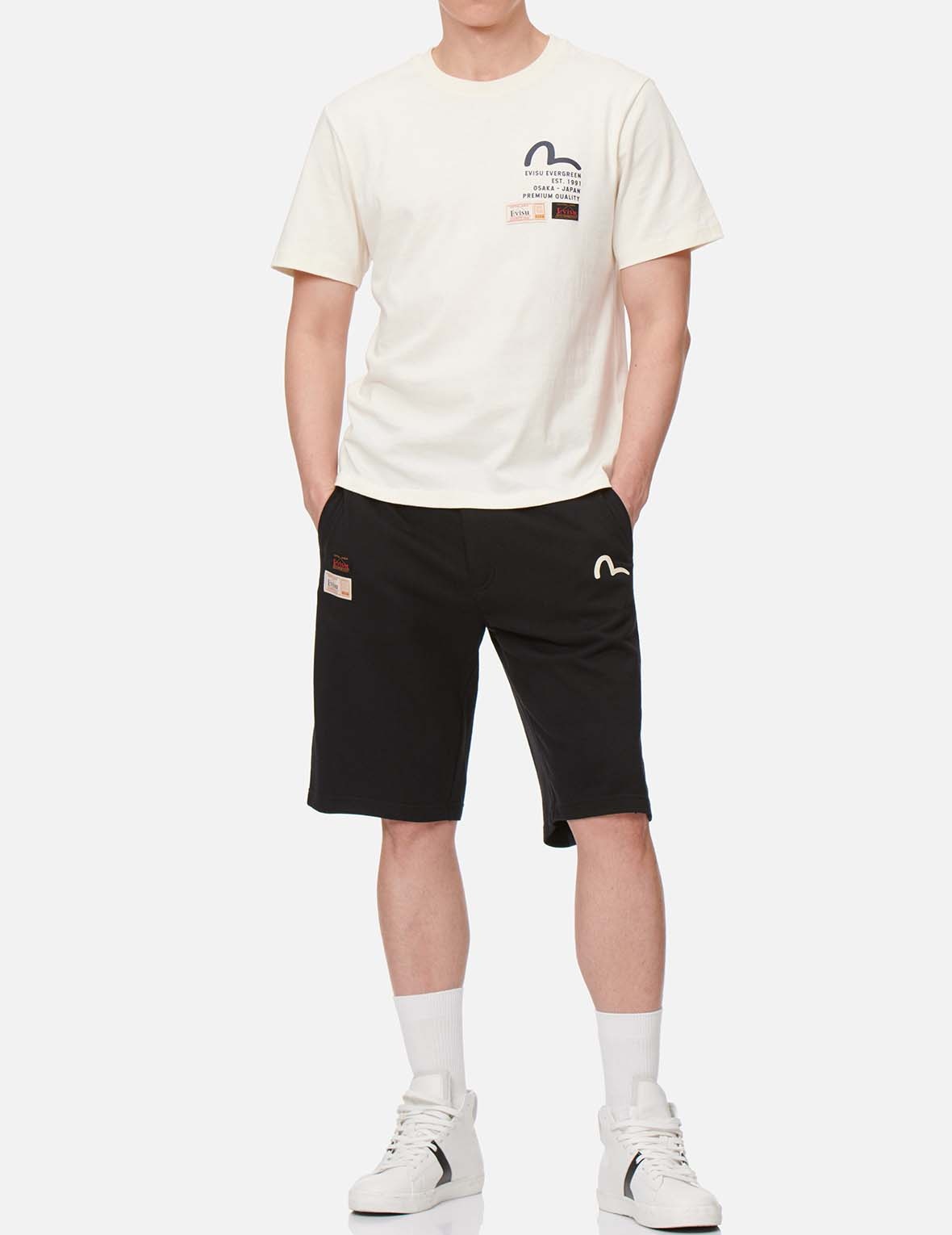 TWO TONE DAICOCK PRINT SWEAT SHORTS - 6