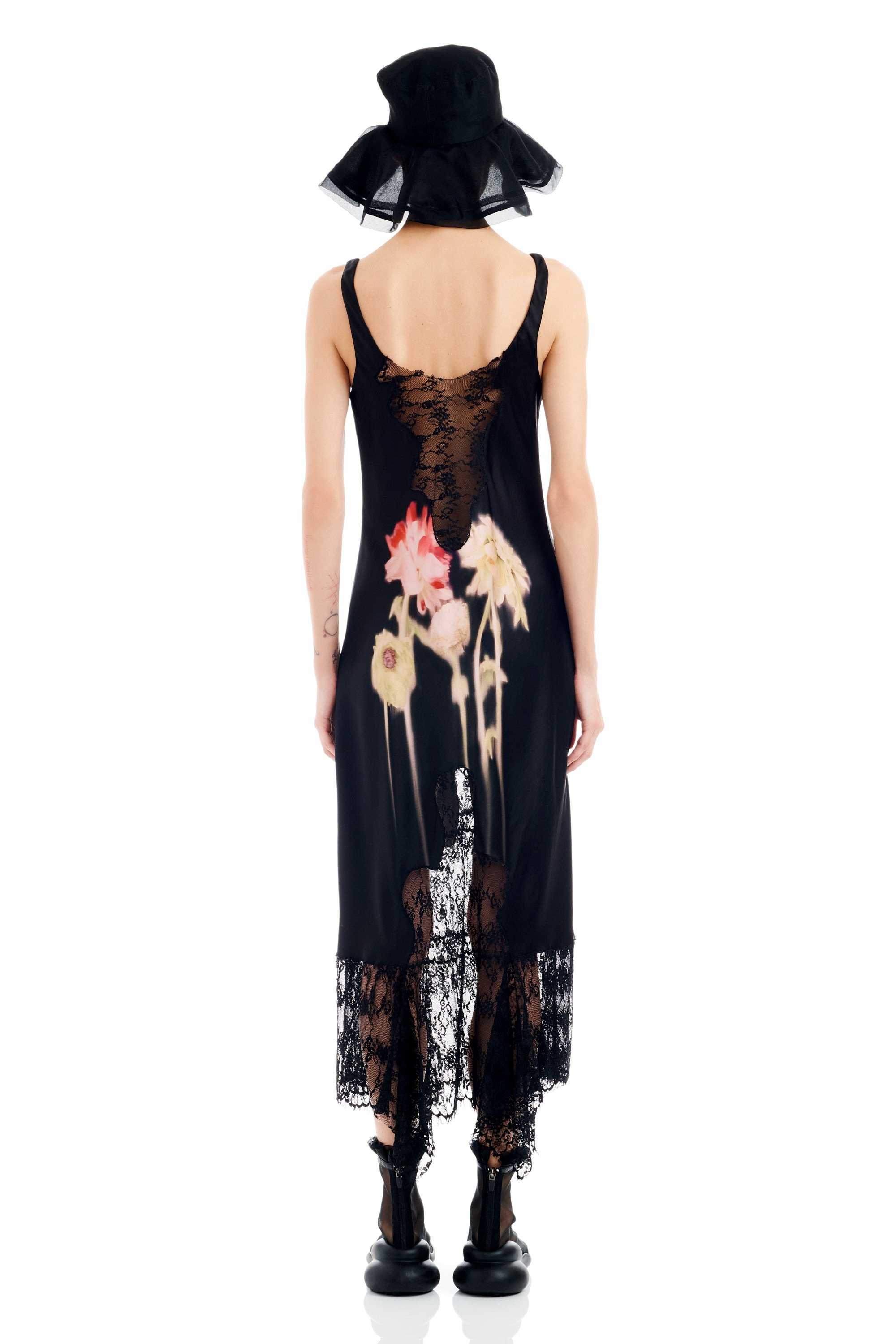 BLACK FLOWER DRIP ANEMONE DRESS - 6