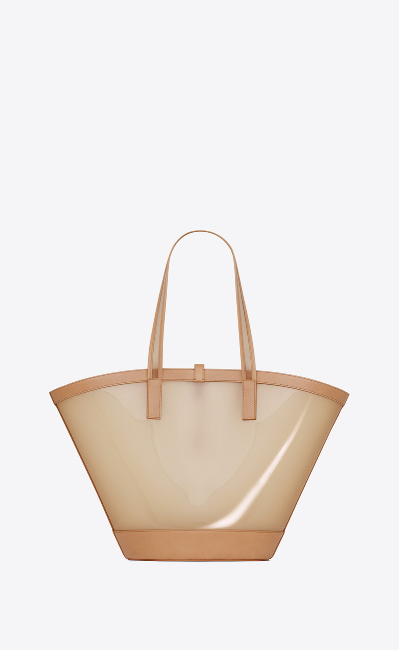 SAINT LAURENT panier medium in vinyl and vegetable-tanned leather outlook