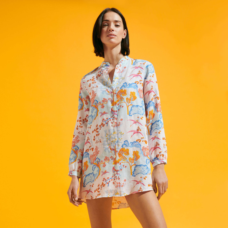 Vilebrequin Women Linen Shirt Dress Peaceful Trees outlook