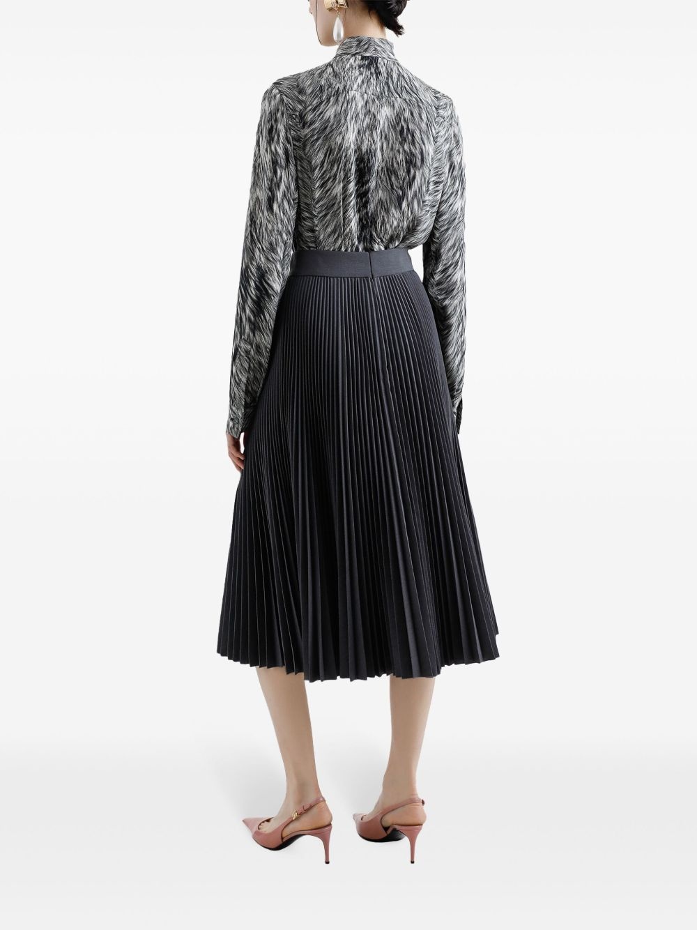 plissé-effect midi skirt - 3