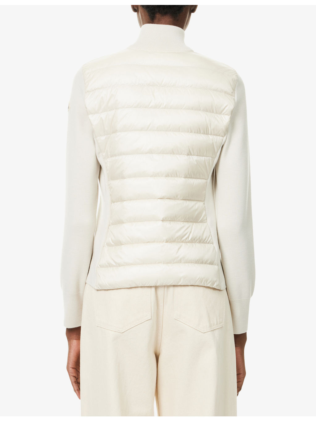 Logo-Badge Padded Zip Wool and Nylon Cardigan - 4