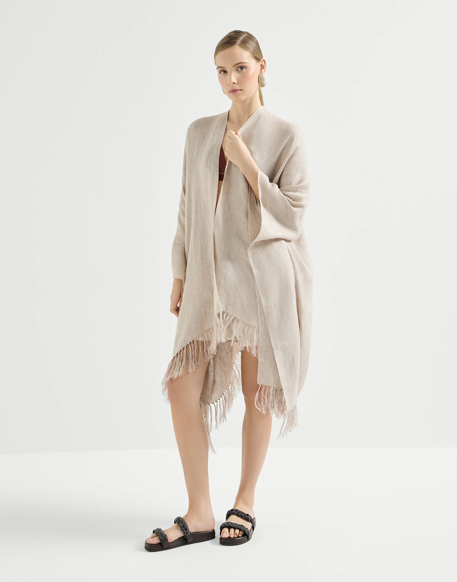 Sparkling linen cover poncho - 1