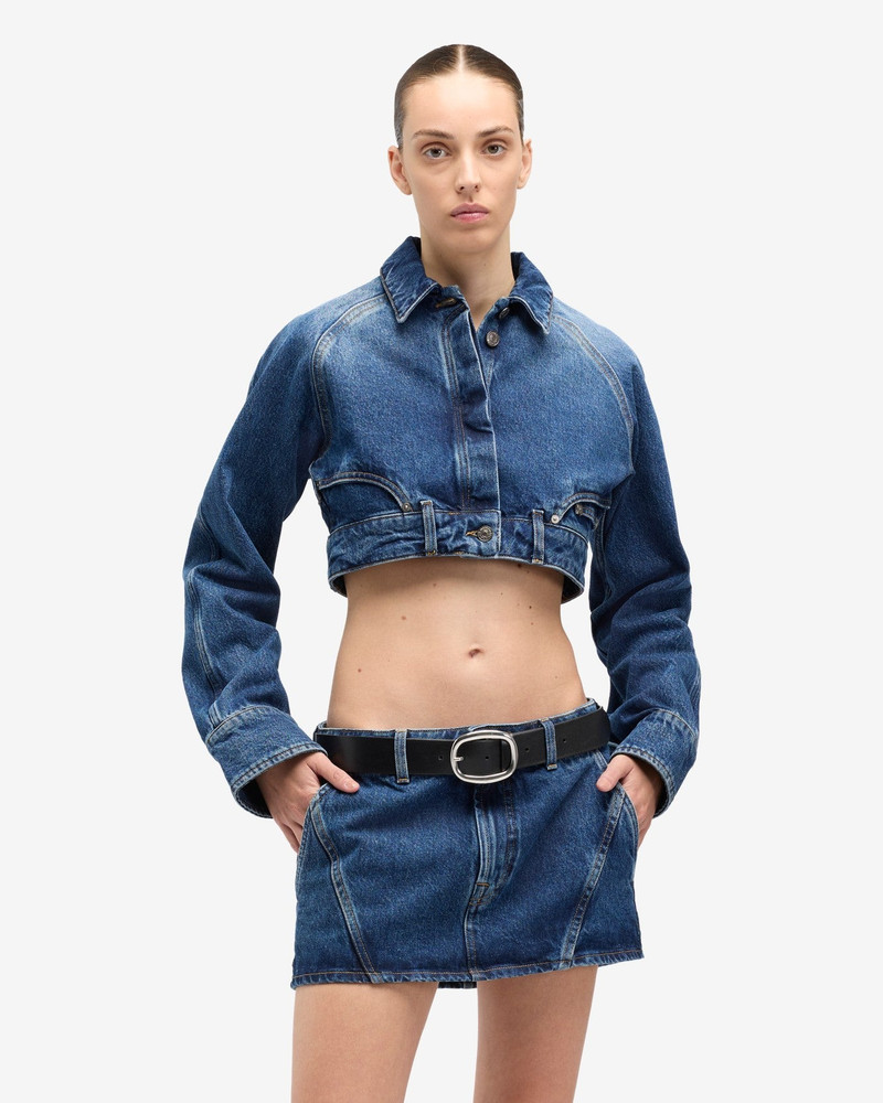 7 For All Mankind Denim Cropped Jacket in Waivy outlook