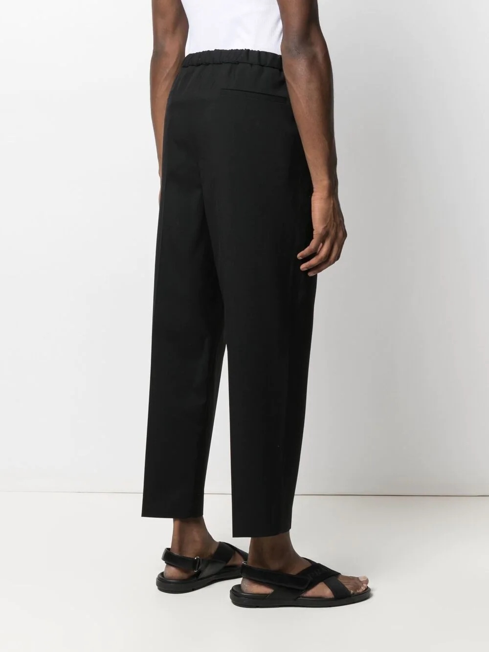 elasticated-waist cropped trousers - 4