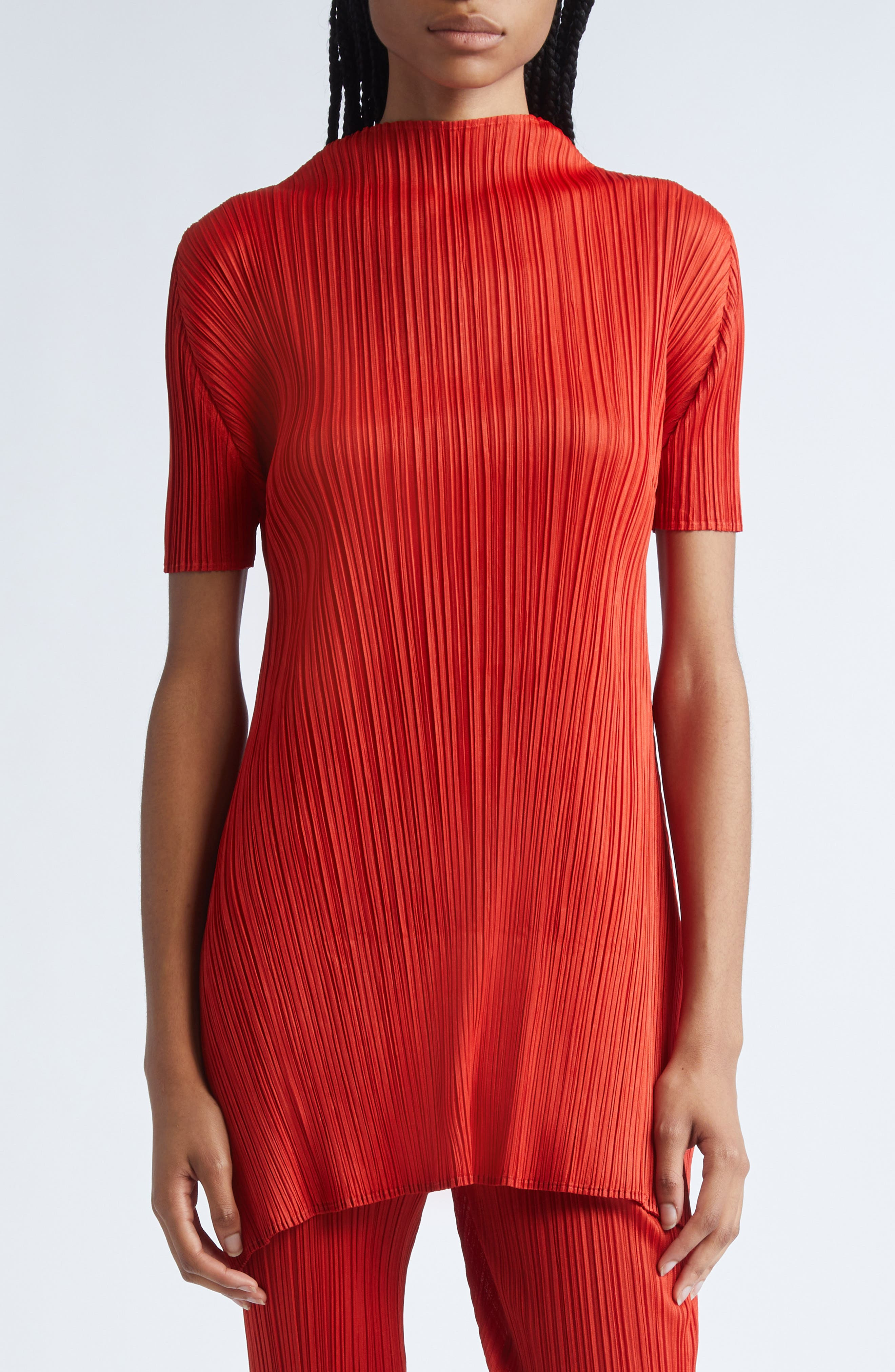 Pleats Please Issey Miyake Monthly Colors July Pleated Tunic in Bright Red at Nordstrom - 5