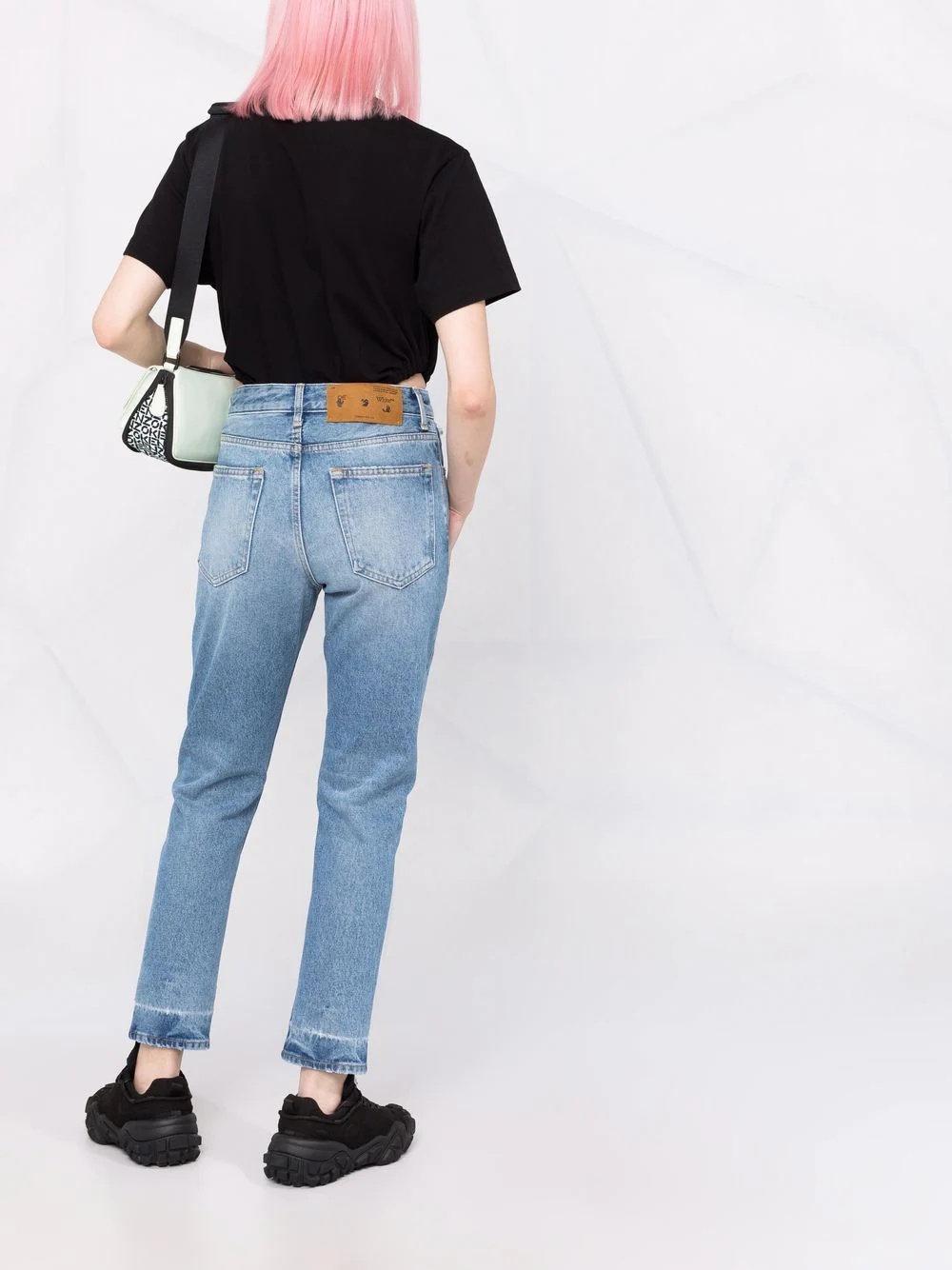 logo cropped jeans - 6