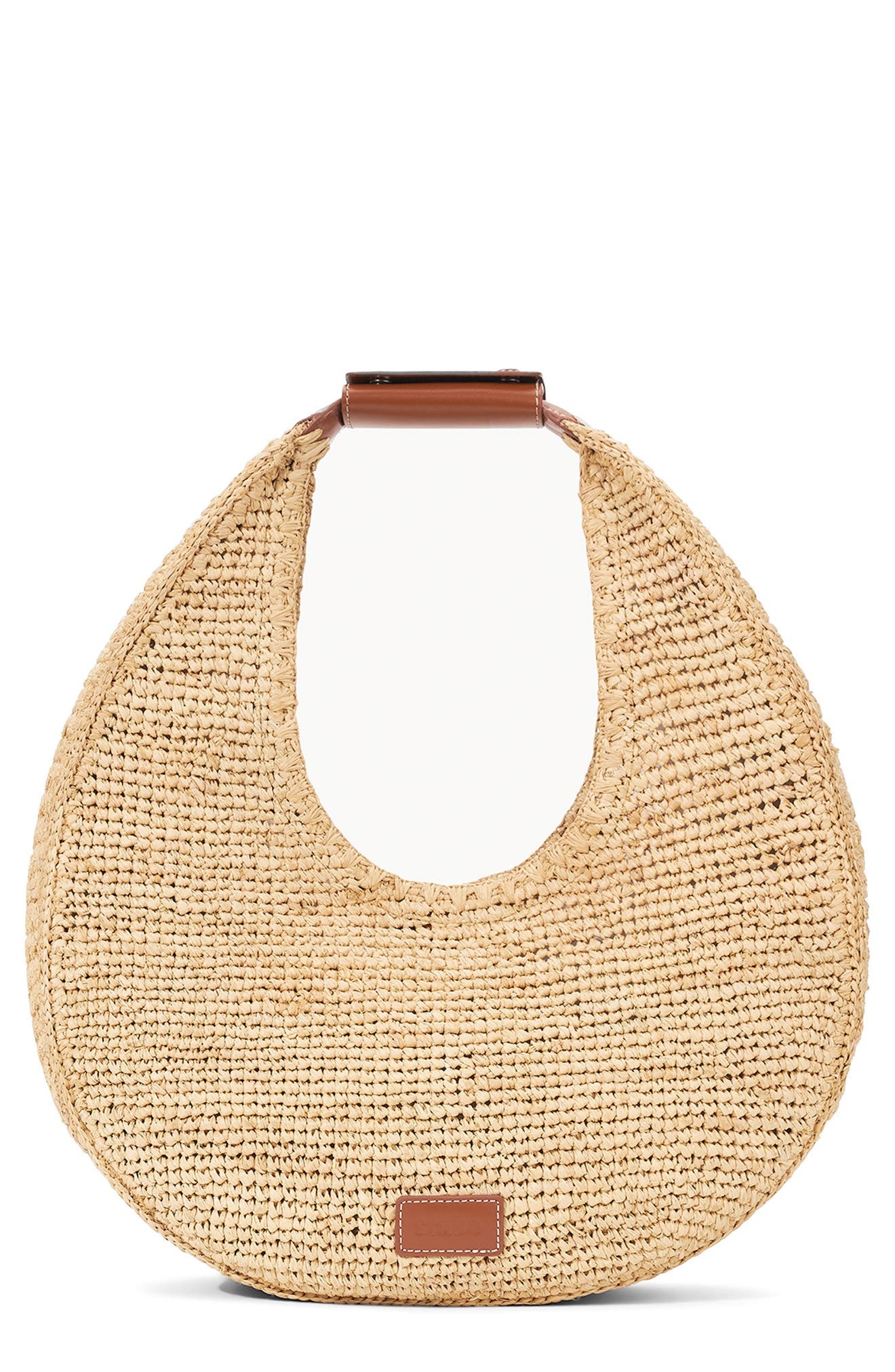 STAUD Large Raffia Moon Shoulder Bag in Natural/Tan at Nordstrom - 1