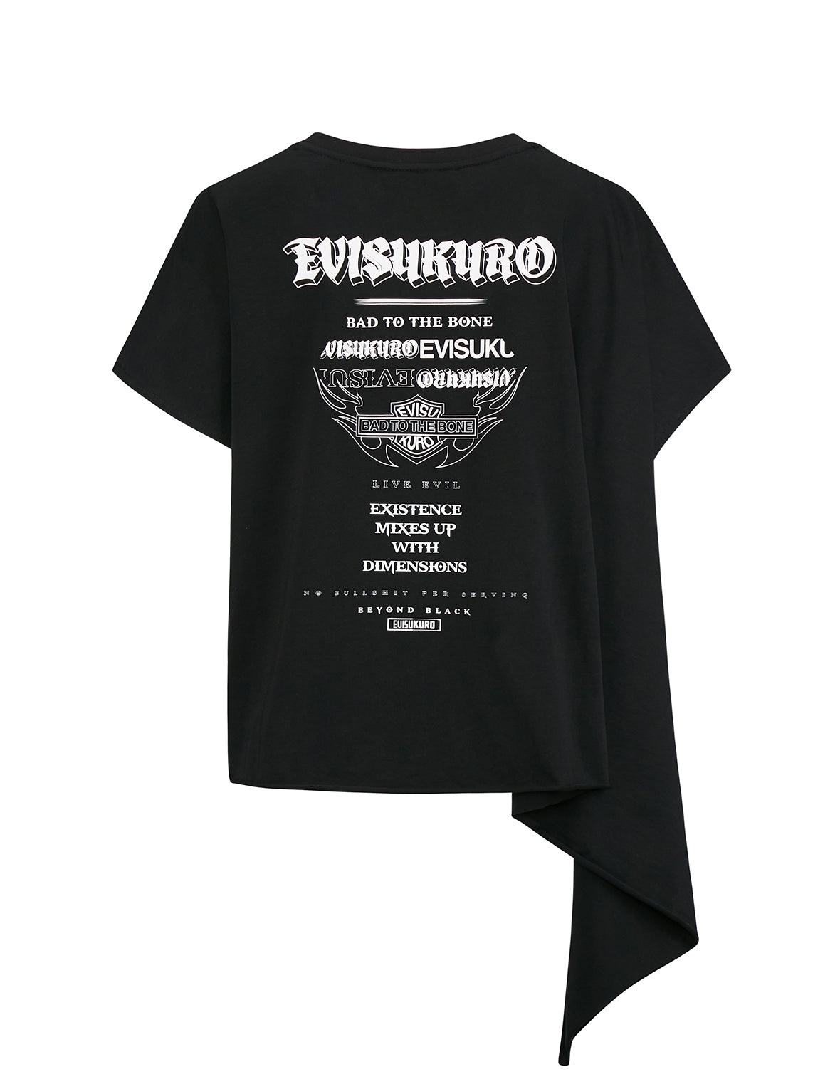 Slogan Print Asymmetric Sleeve T-shirt - 13