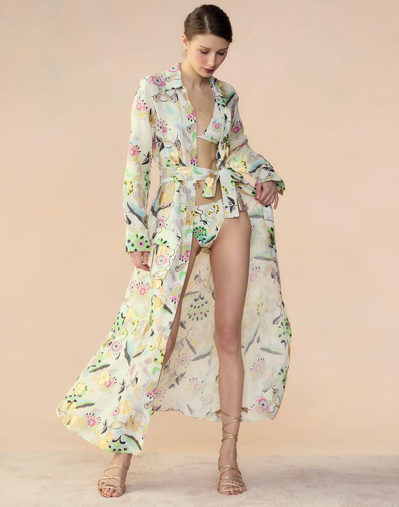 CYNTHIA ROWLEY Love Locket Linen Shirt Dress outlook