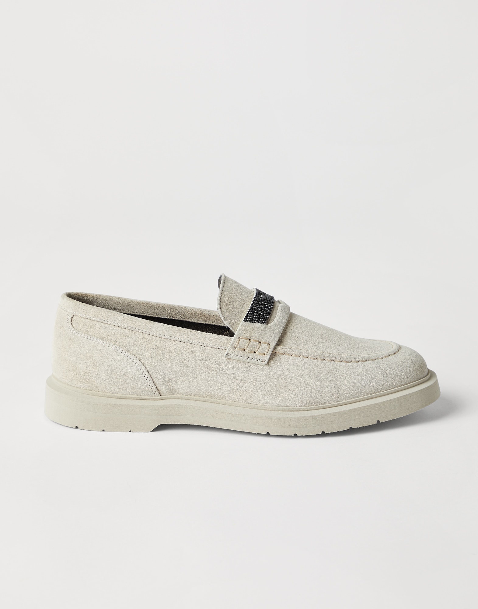 Suede penny loafers with monili - 5
