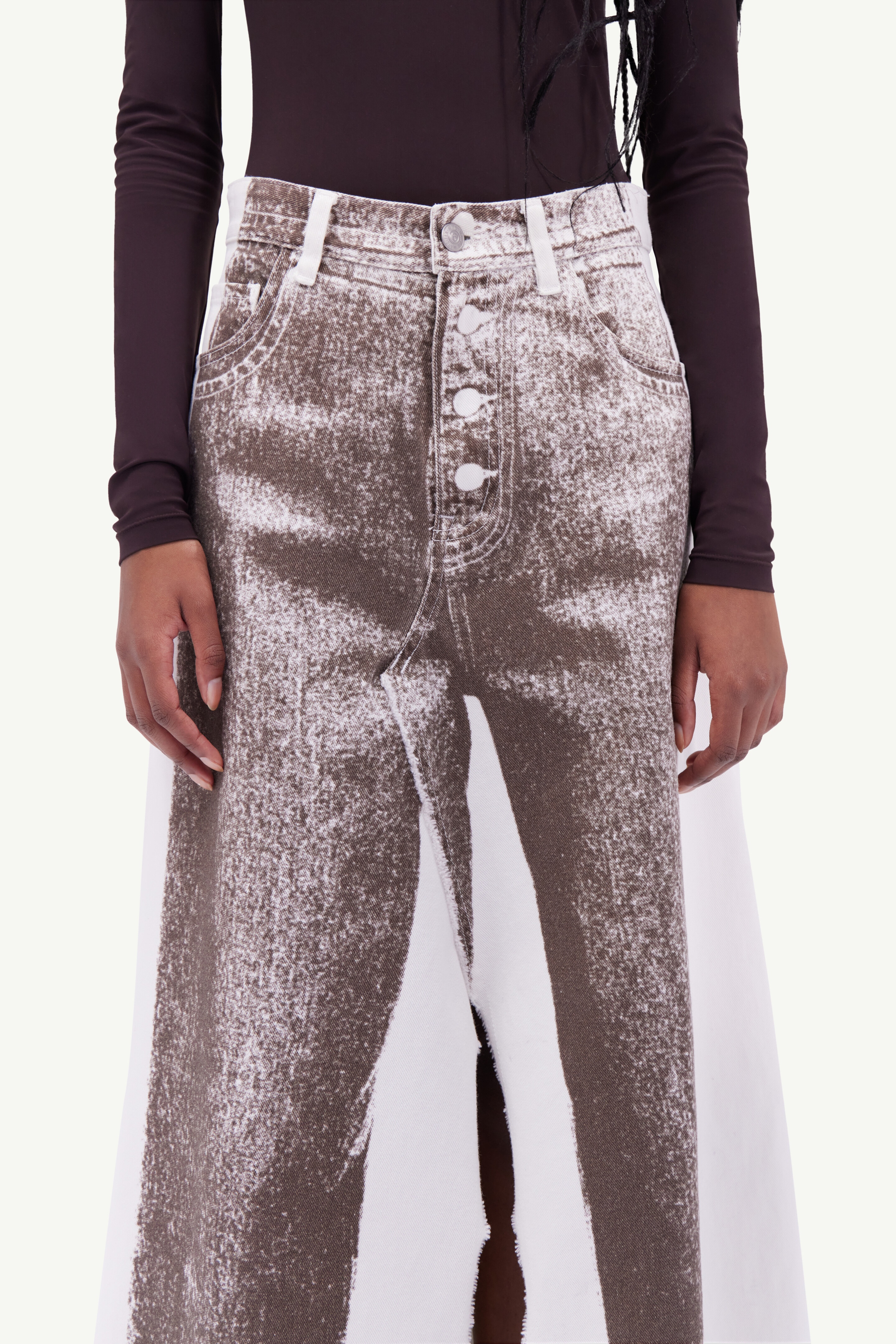 Trompe l'oeil denim skirt - 5