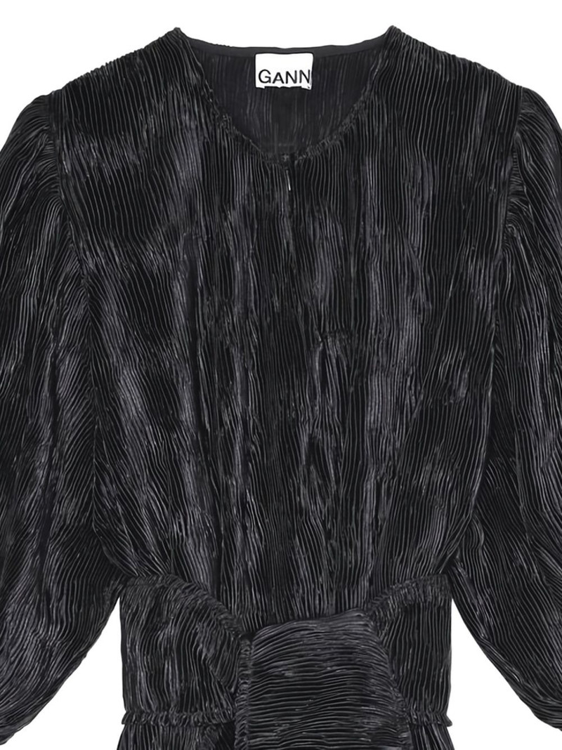 GANNI pleated puff-sleeve mini dress outlook