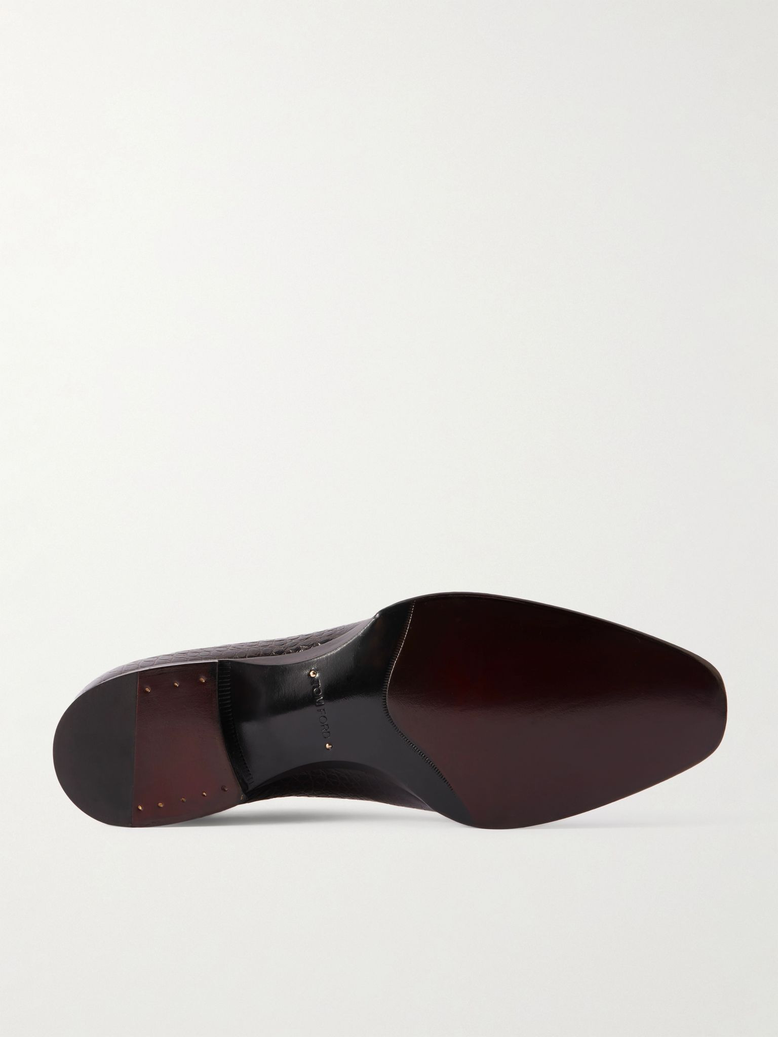 Elkan Croc-Effect Leather Oxford Shoes Dark brown - 3