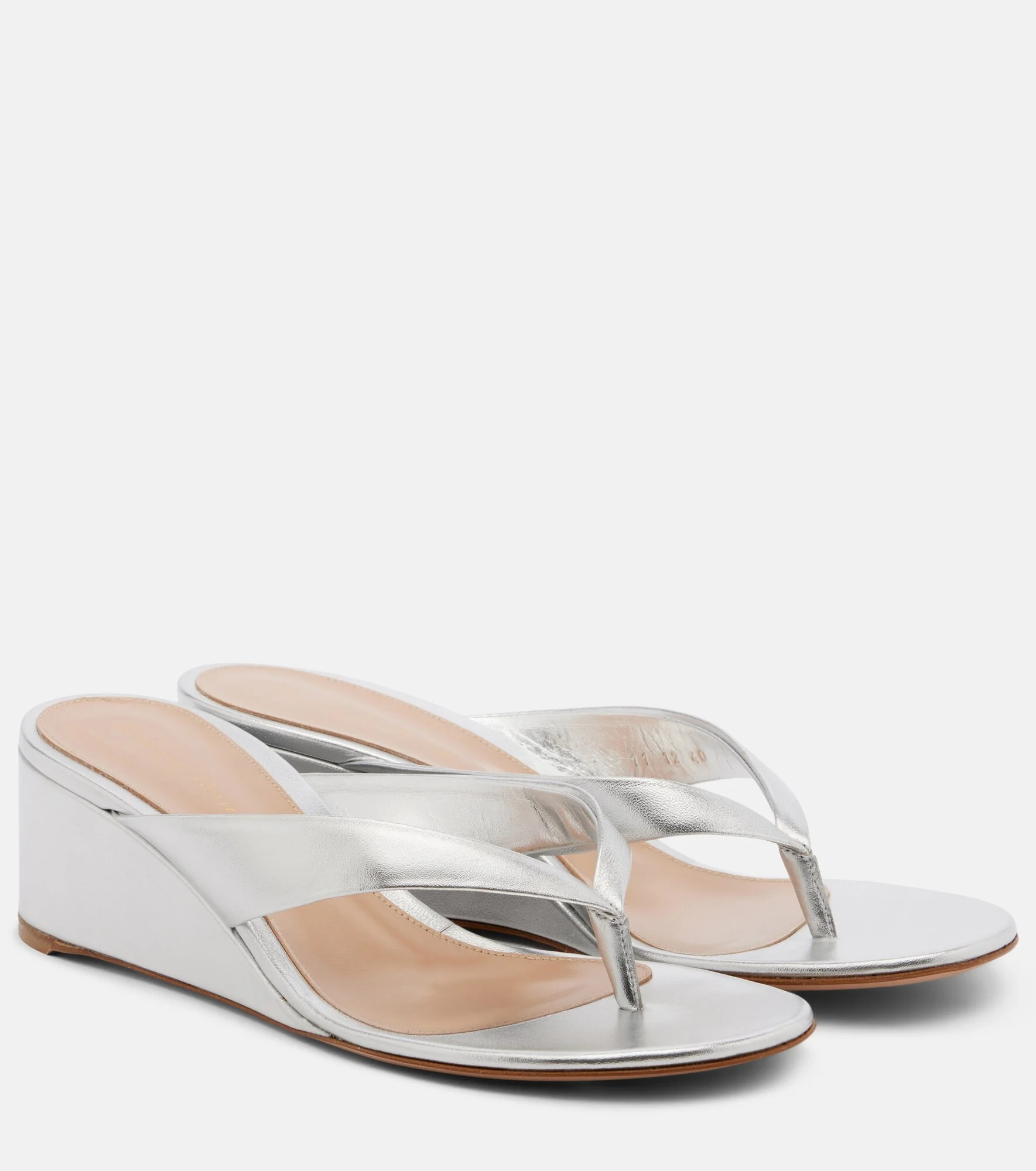 Sofia metallic leather wedge thong sandals - 1