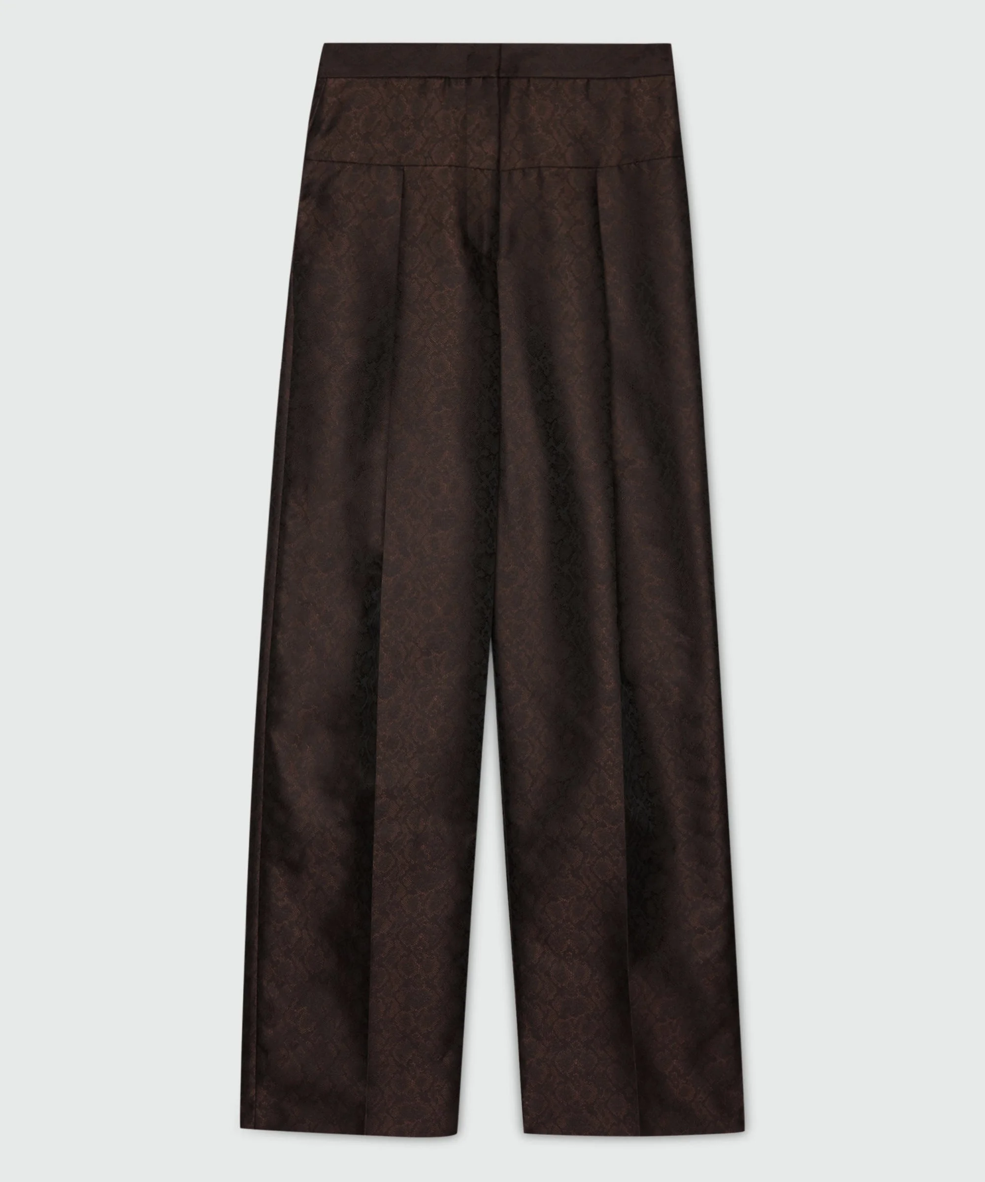 Brown wide-leg jacquard trousers with python print. - 1
