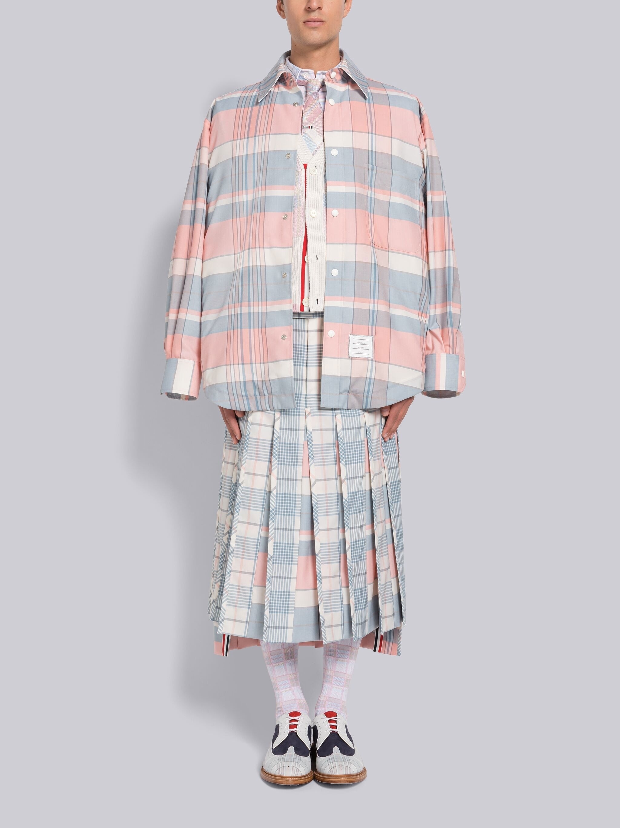 PLAID OXFORD ARMBAND POINT COLLAR SHIRT - 5