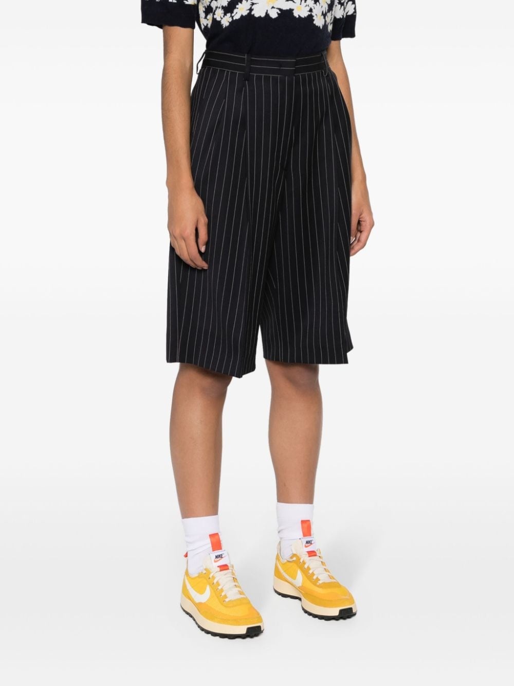 pinstripe tailored shorts - 3