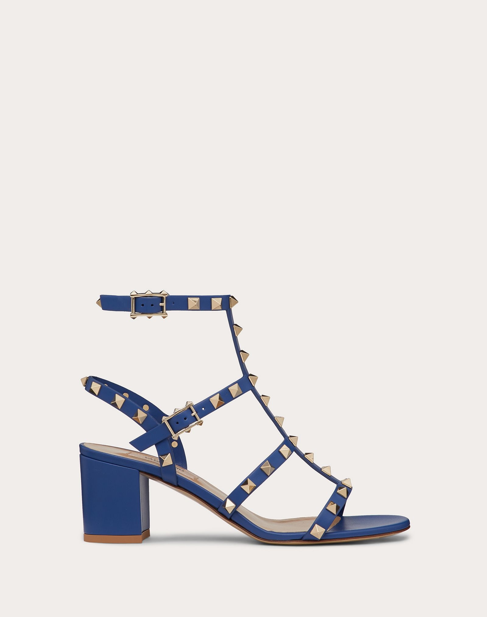 Rockstud Calfskin Ankle Strap Sandal 60 mm - 1