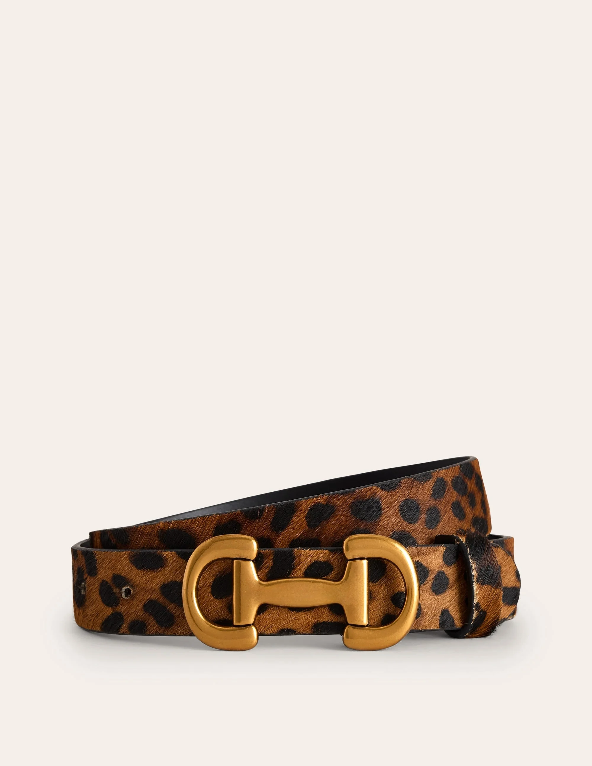 Iris Snaffle-Trim Leather Belt-Leopard - 1