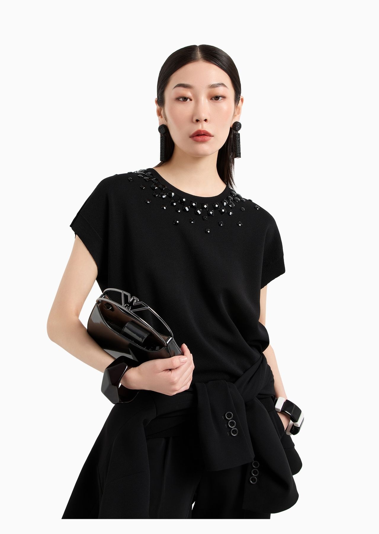 Small hobo bag in patent leather with logo metal handle - 6