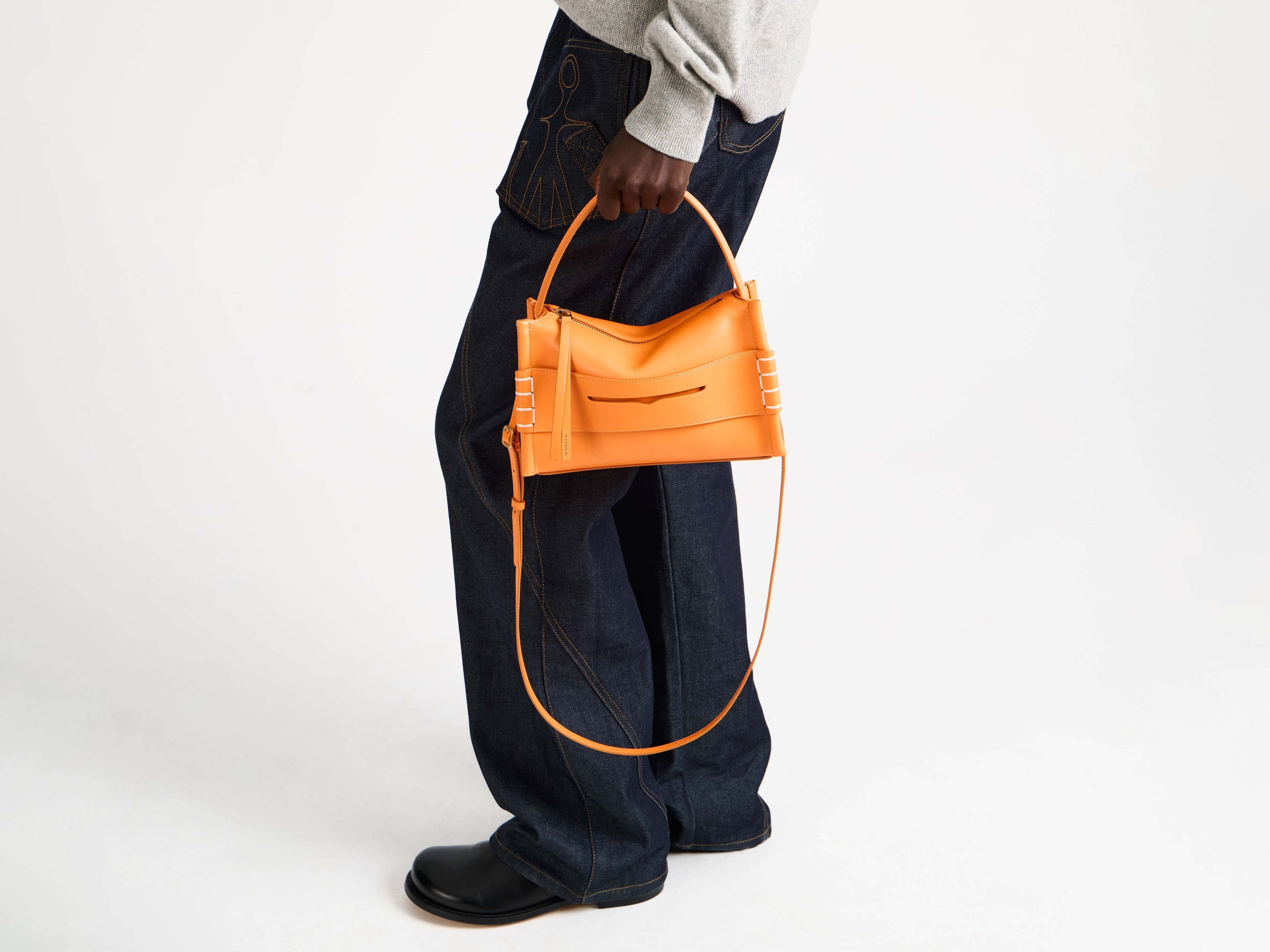 SMALL LOAFER BAG IN BRIGHT ORANGE LEATHER - 2