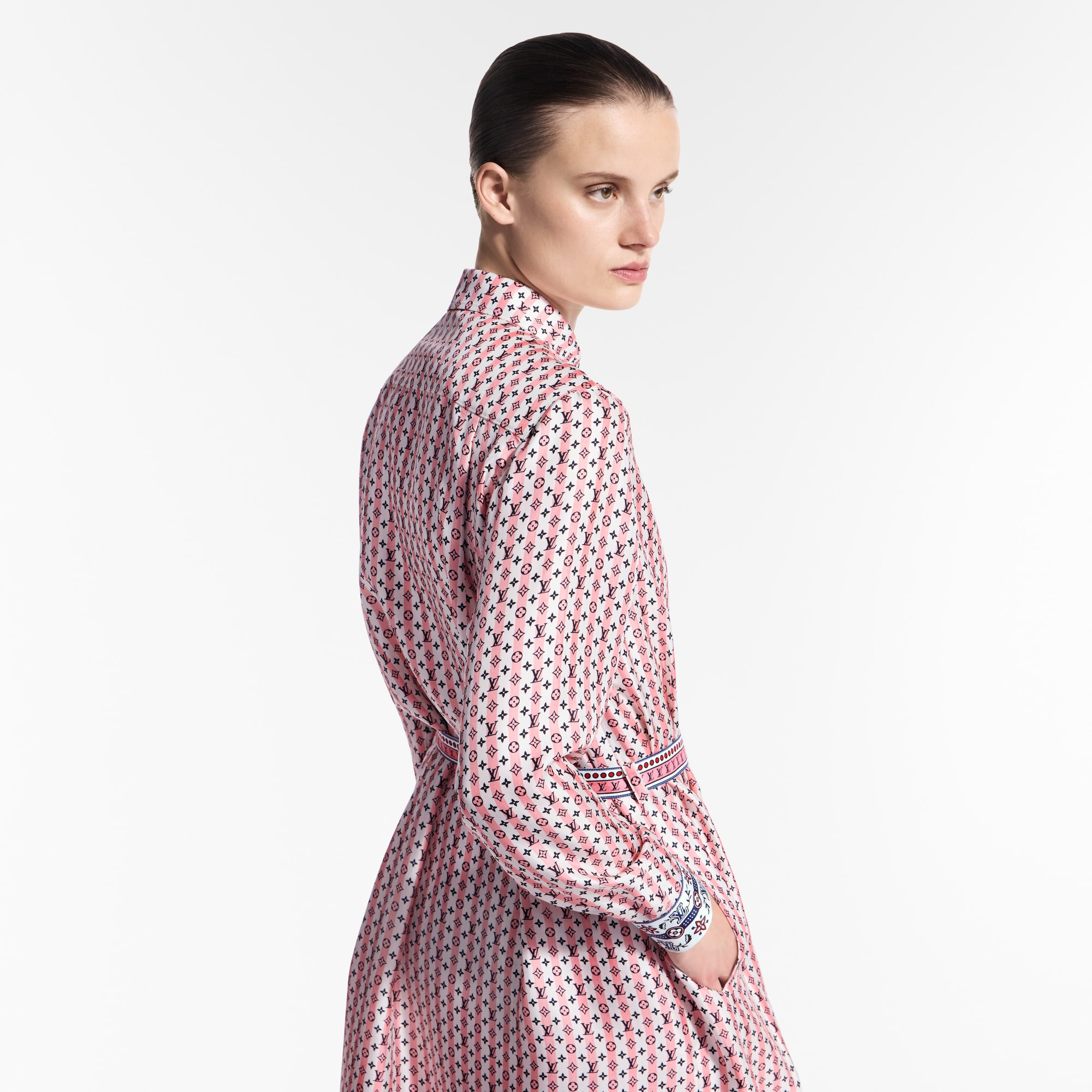 Scarf Print Shirt Dress - 5