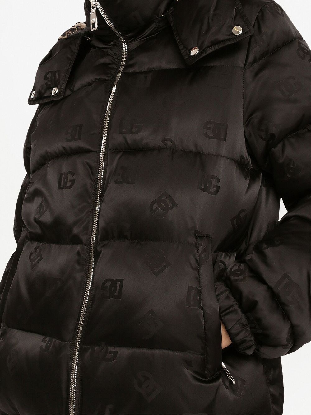 logo-print hooded puffer jacket - 3