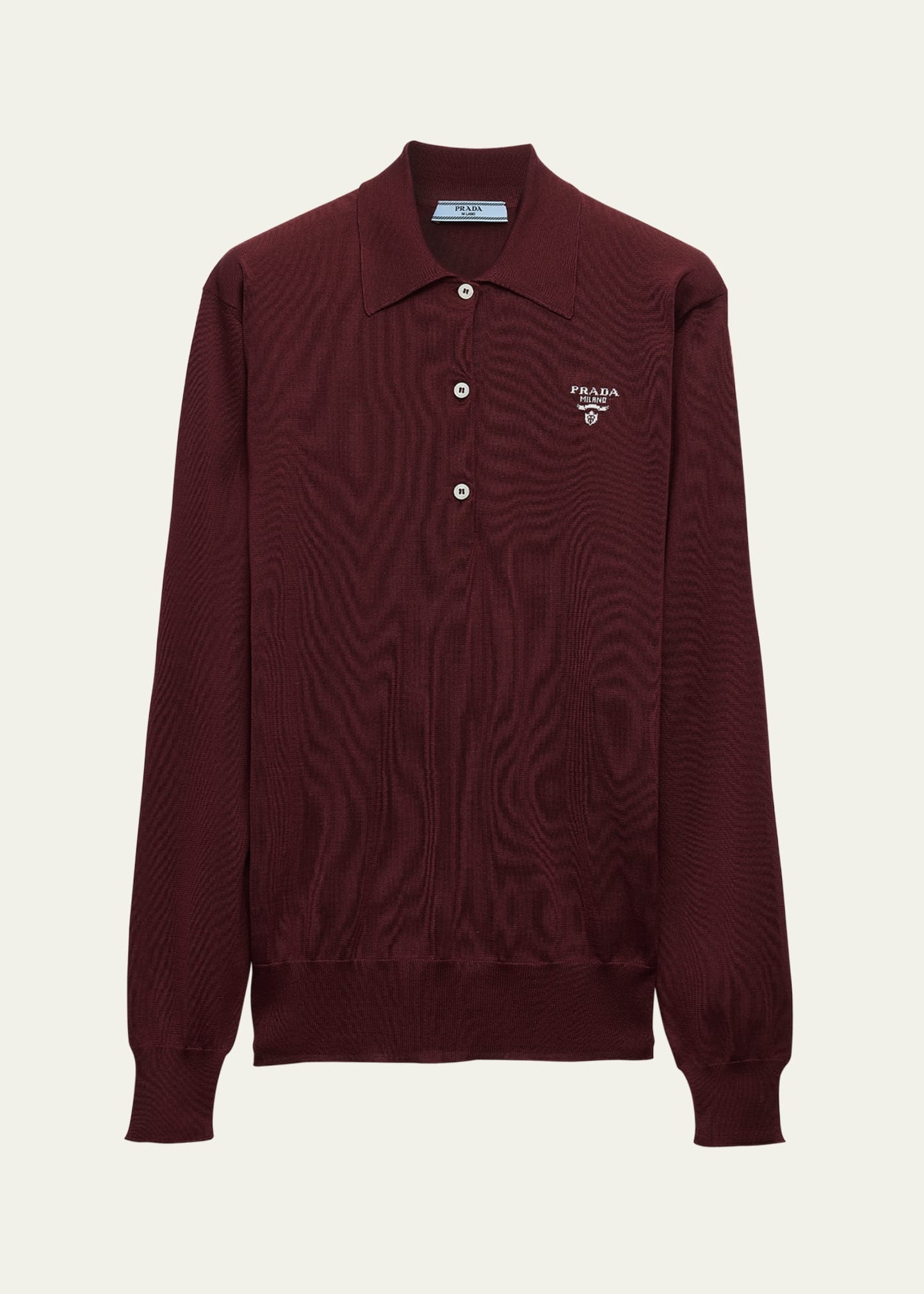 Long Sleeve Silk Polo Shirt - 1