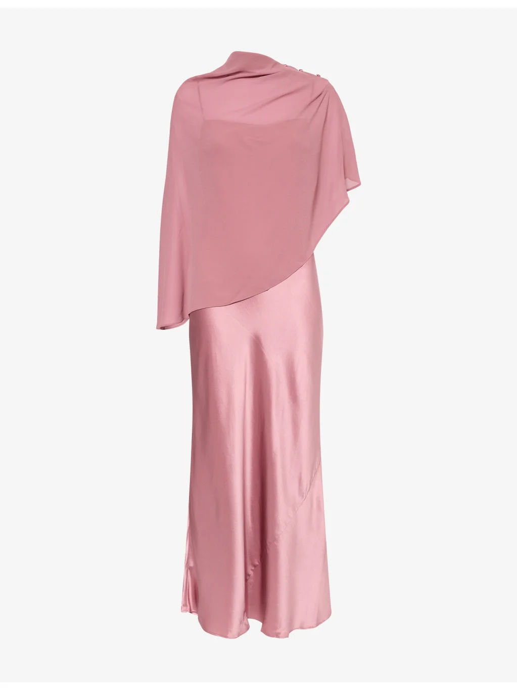 Lilibeth Detachable-Cape Silk Midi Dress - 1