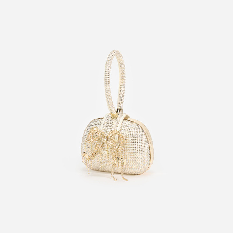 self-portrait Champagne Rhinestone Top Handle Clutch Bag outlook
