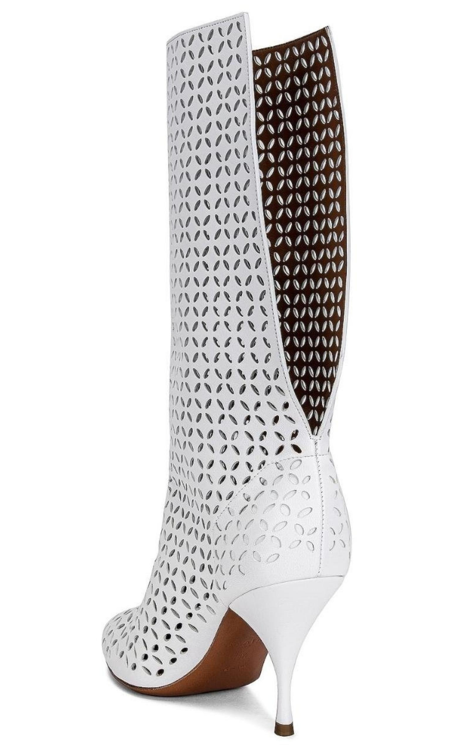 Petal Perforated Knee Boots - 5