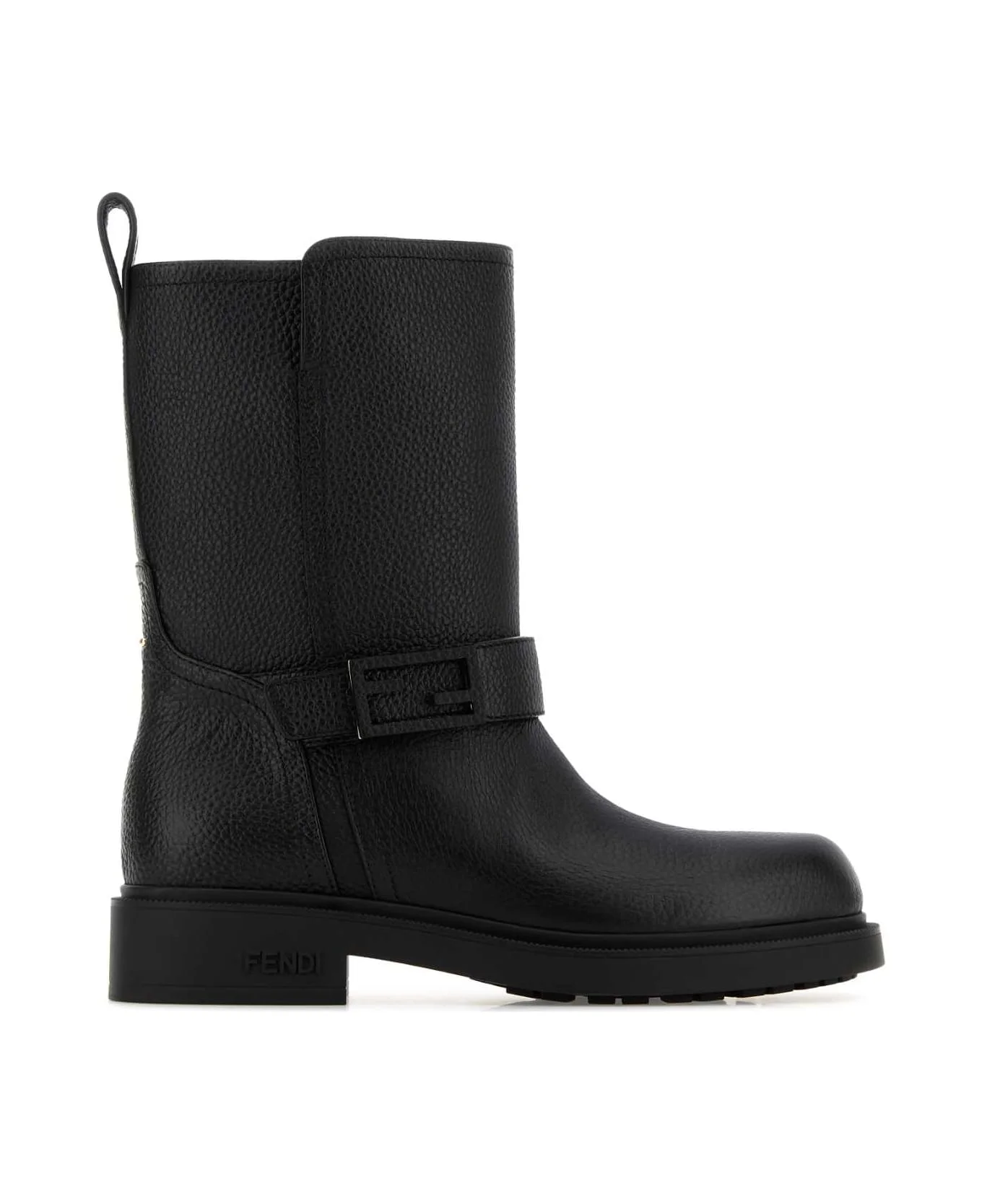 Black Leather Fendi Filo Boots - 1