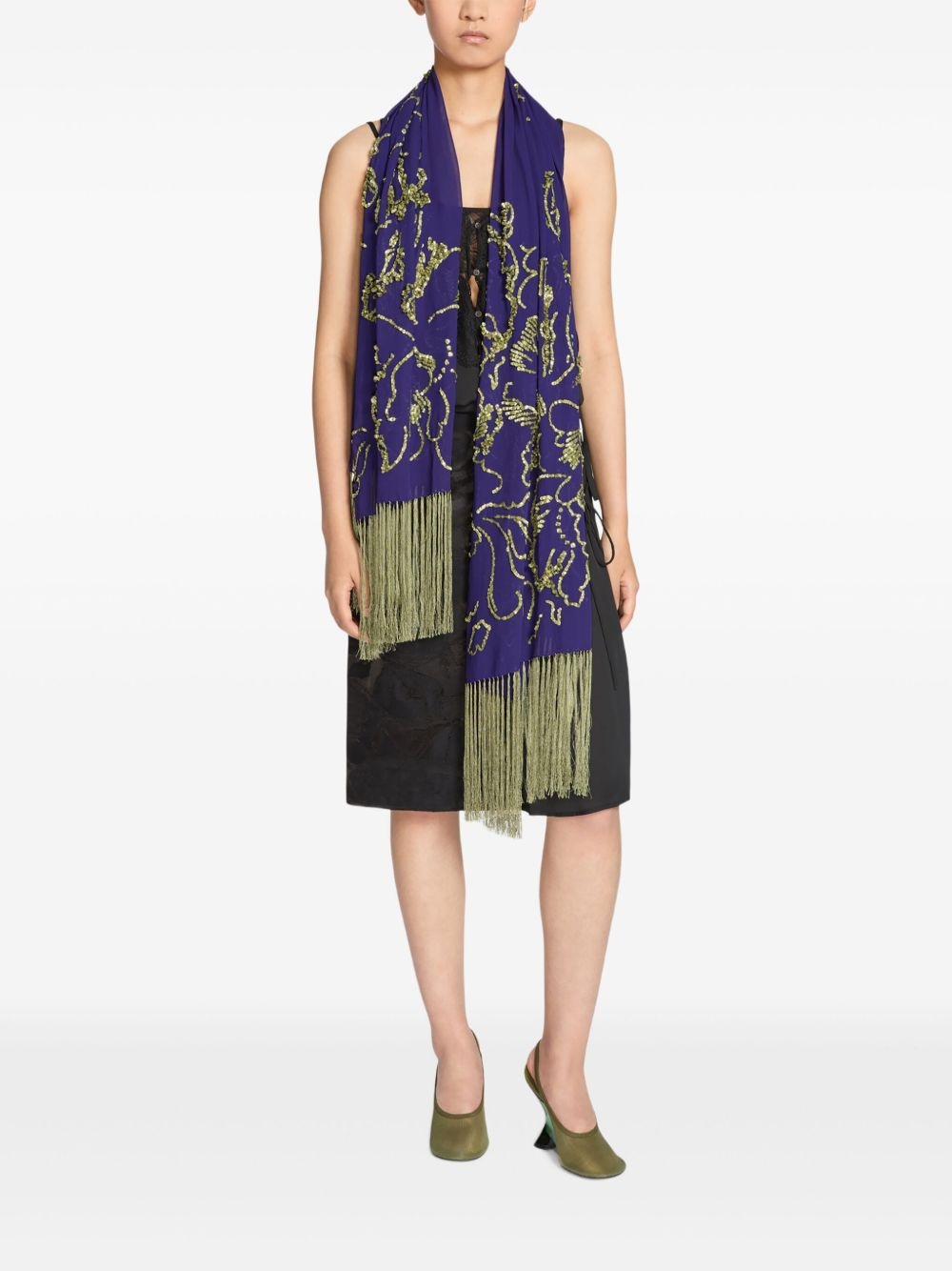 embroidered scarf - 2