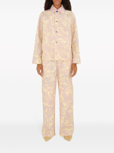 Burberry rose-print straight-leg trousers outlook
