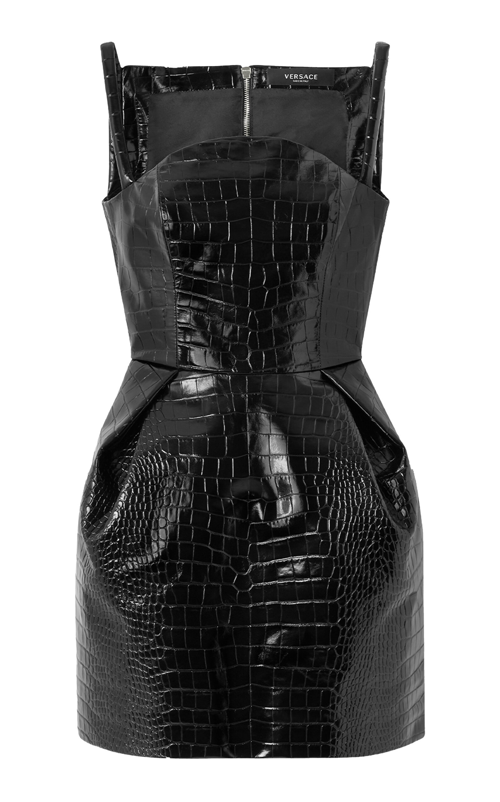 Croc-Effect Vinyl Mini Dress black - 1