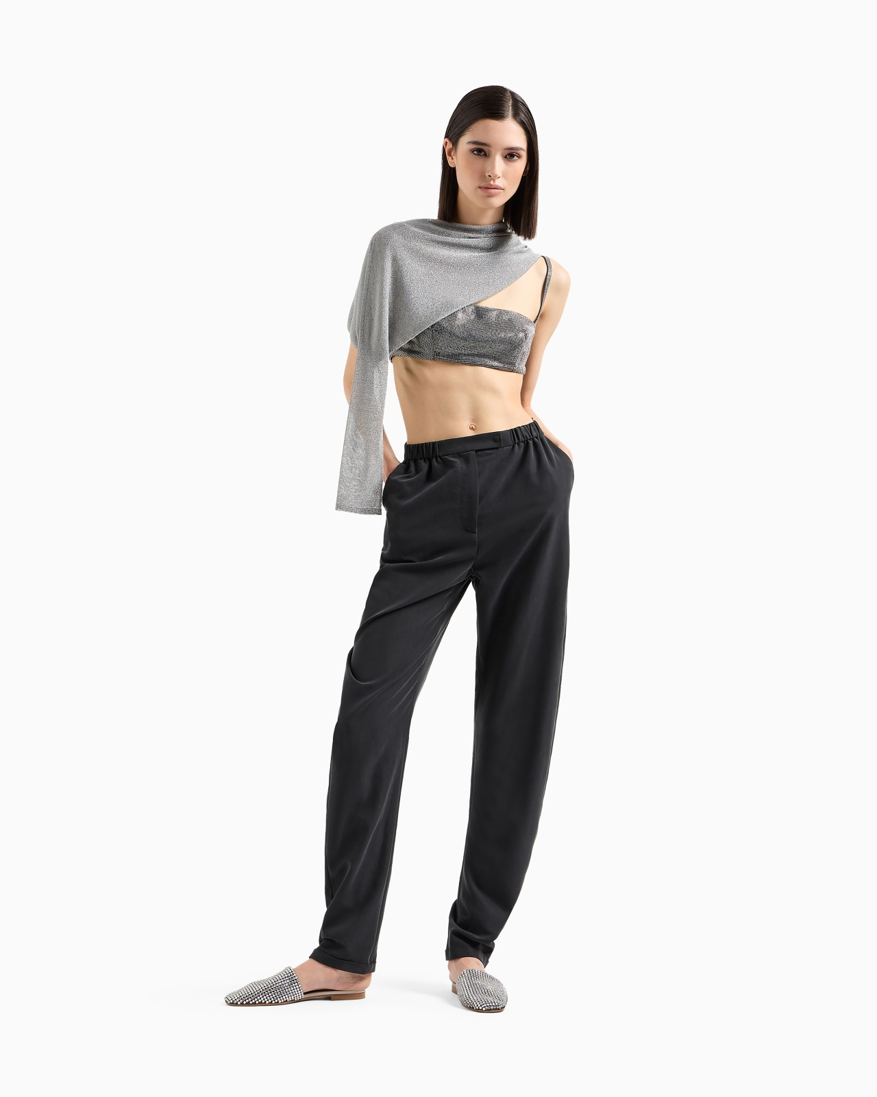 Rhinestone-covered bandeau top with shoulder straps - 2