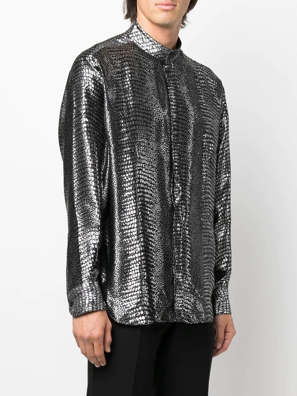 metallic-effect long-sleeve shirt - 3