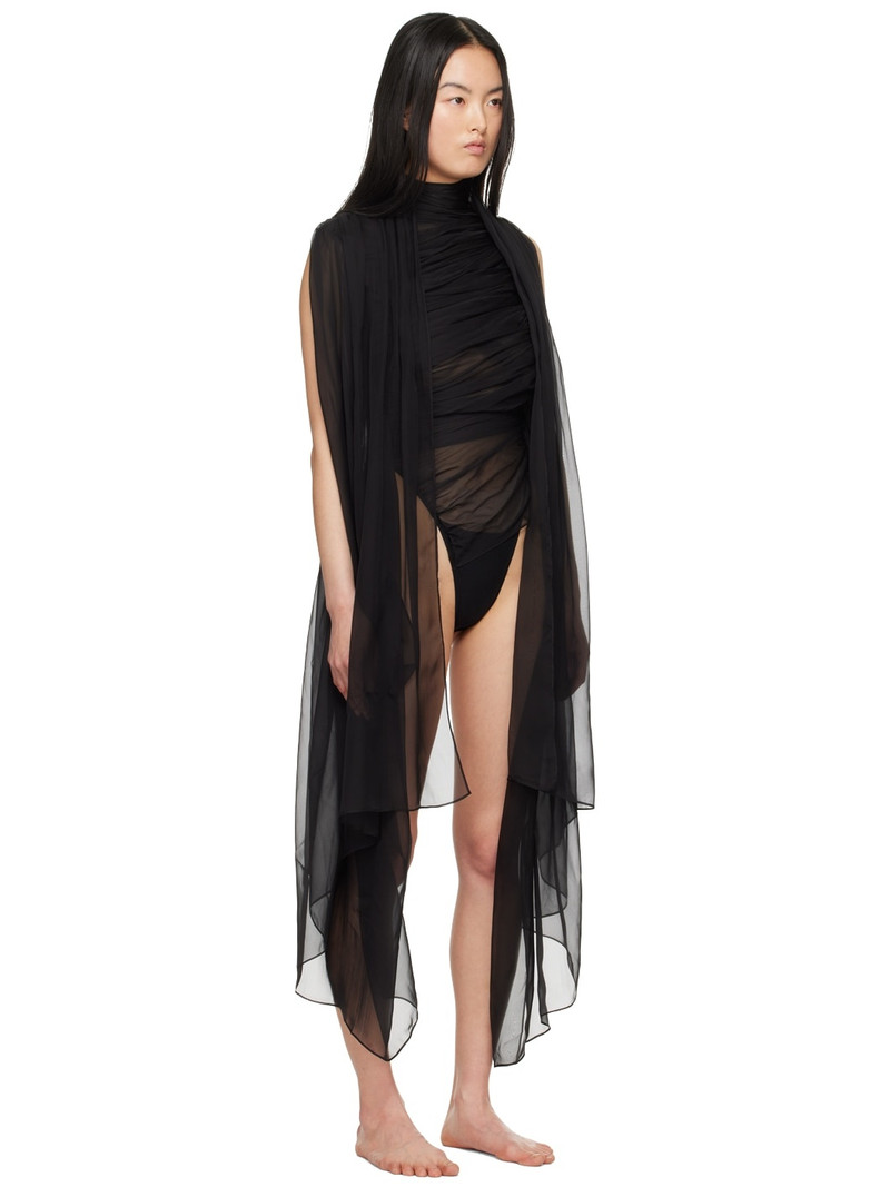 MUGLER Black Draped Bodysuit outlook