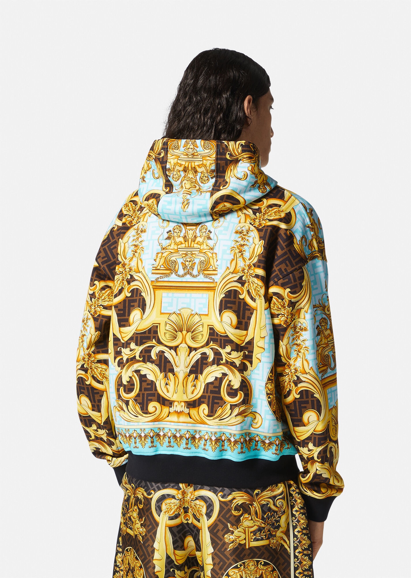 VERSACE Fendace Gold Baroque Zip Hoodie | REVERSIBLE