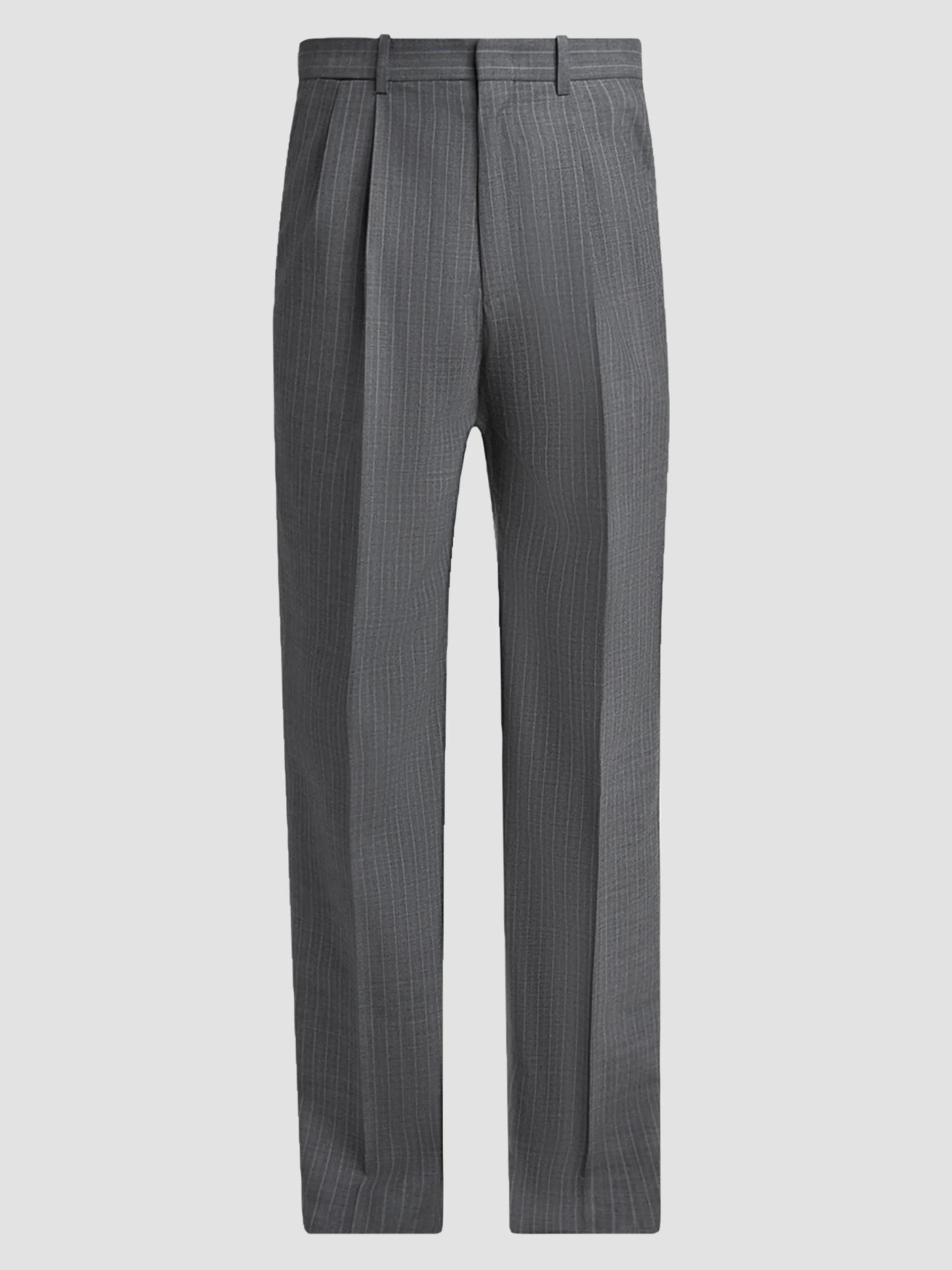 Men's Pleated Pinstripe Check Wool Trousers - Koala - 1