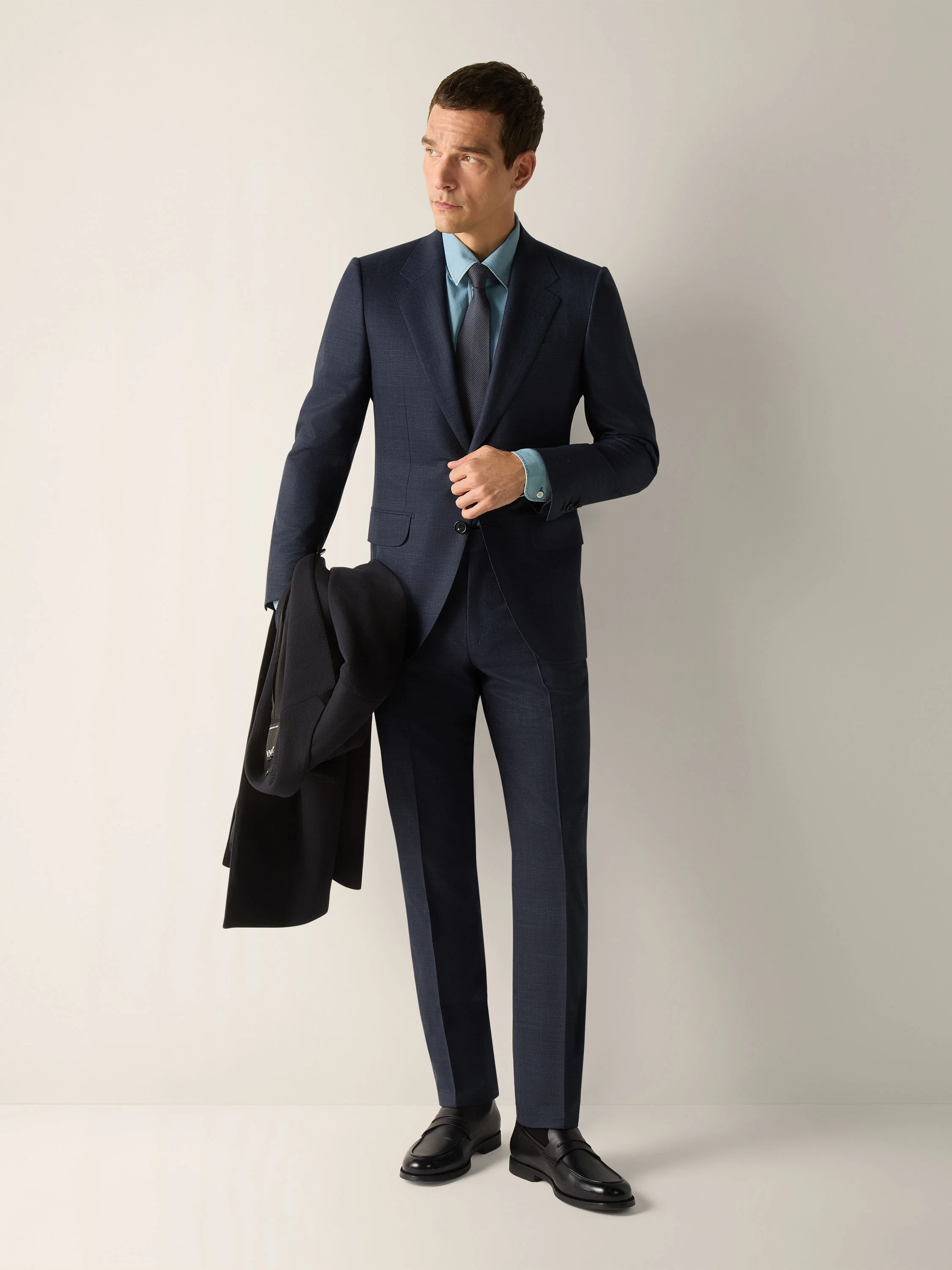 NAVY BLUE TROFEO 120MILA WOOL SUIT - 1