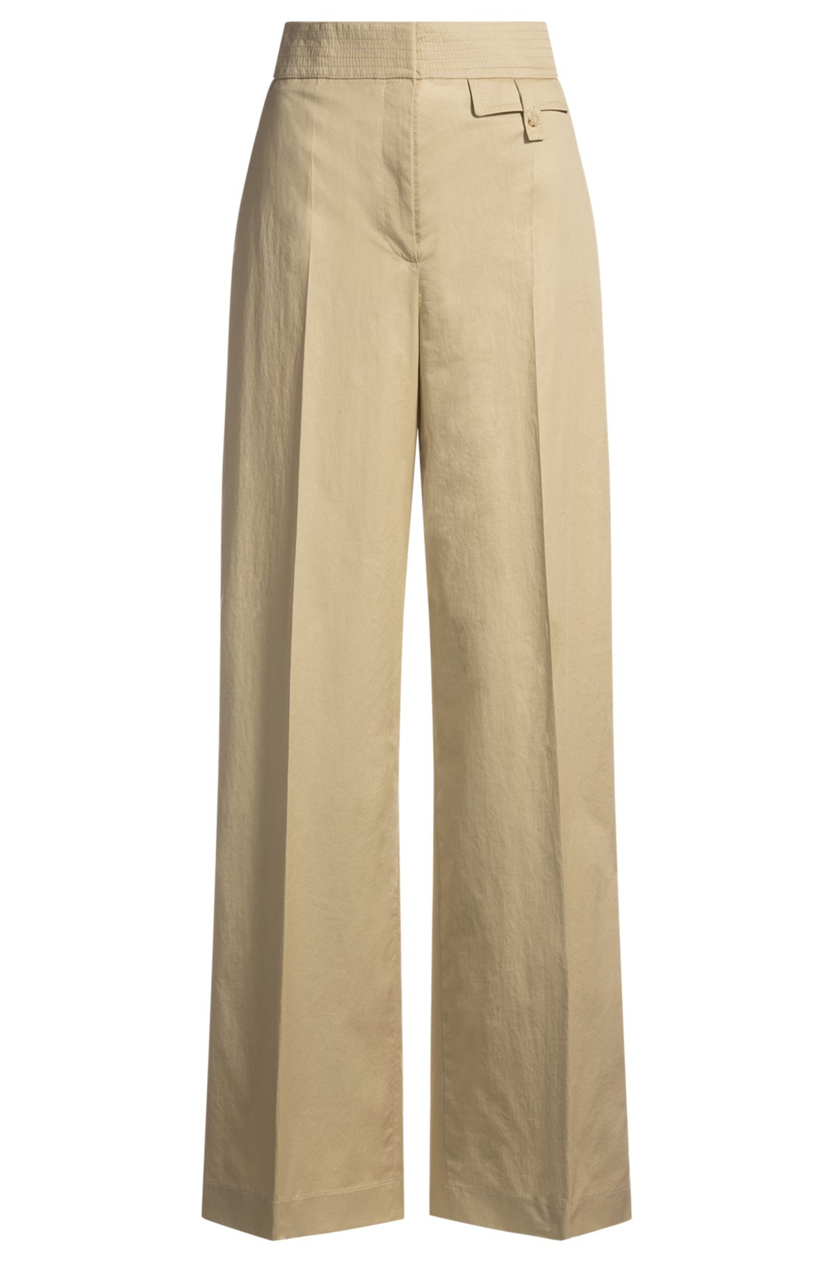 HIGH-WAISTED REGULAR-FIT TROUSERS IN AIRY STRETCH COTTON - 1
