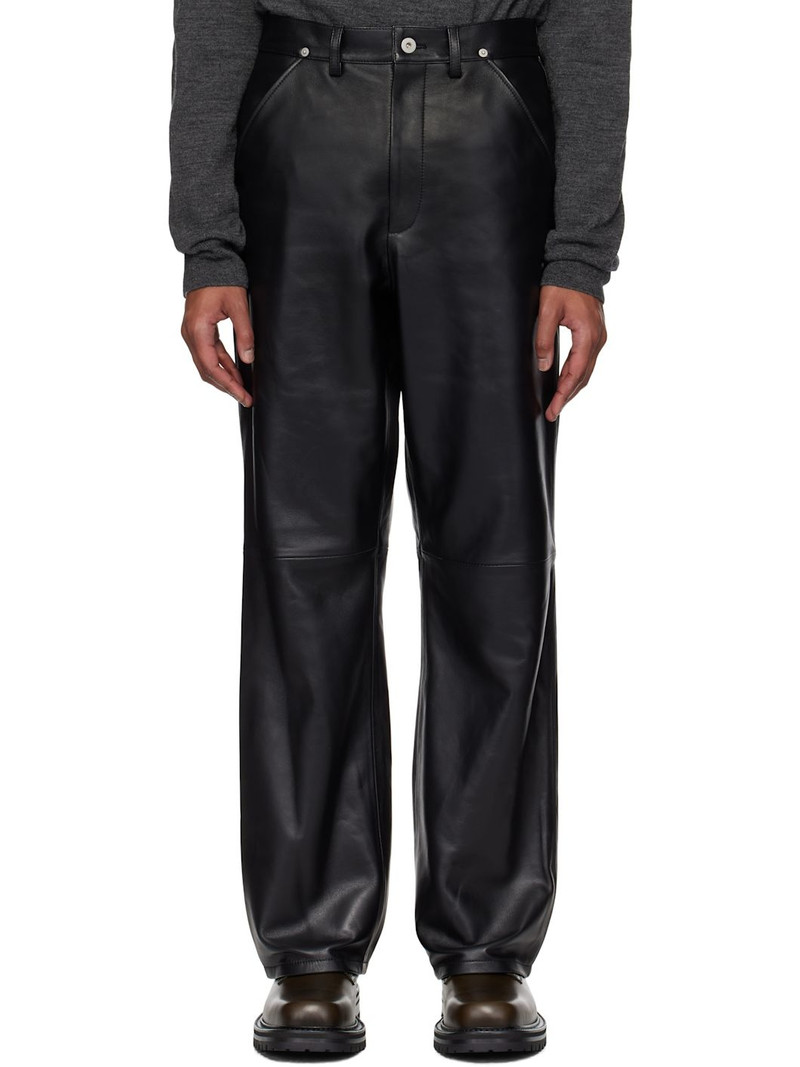 Black Flared-Leg Leather Pants 1