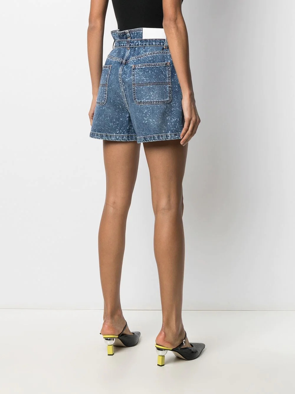 paint-splatter print denim shorts - 4