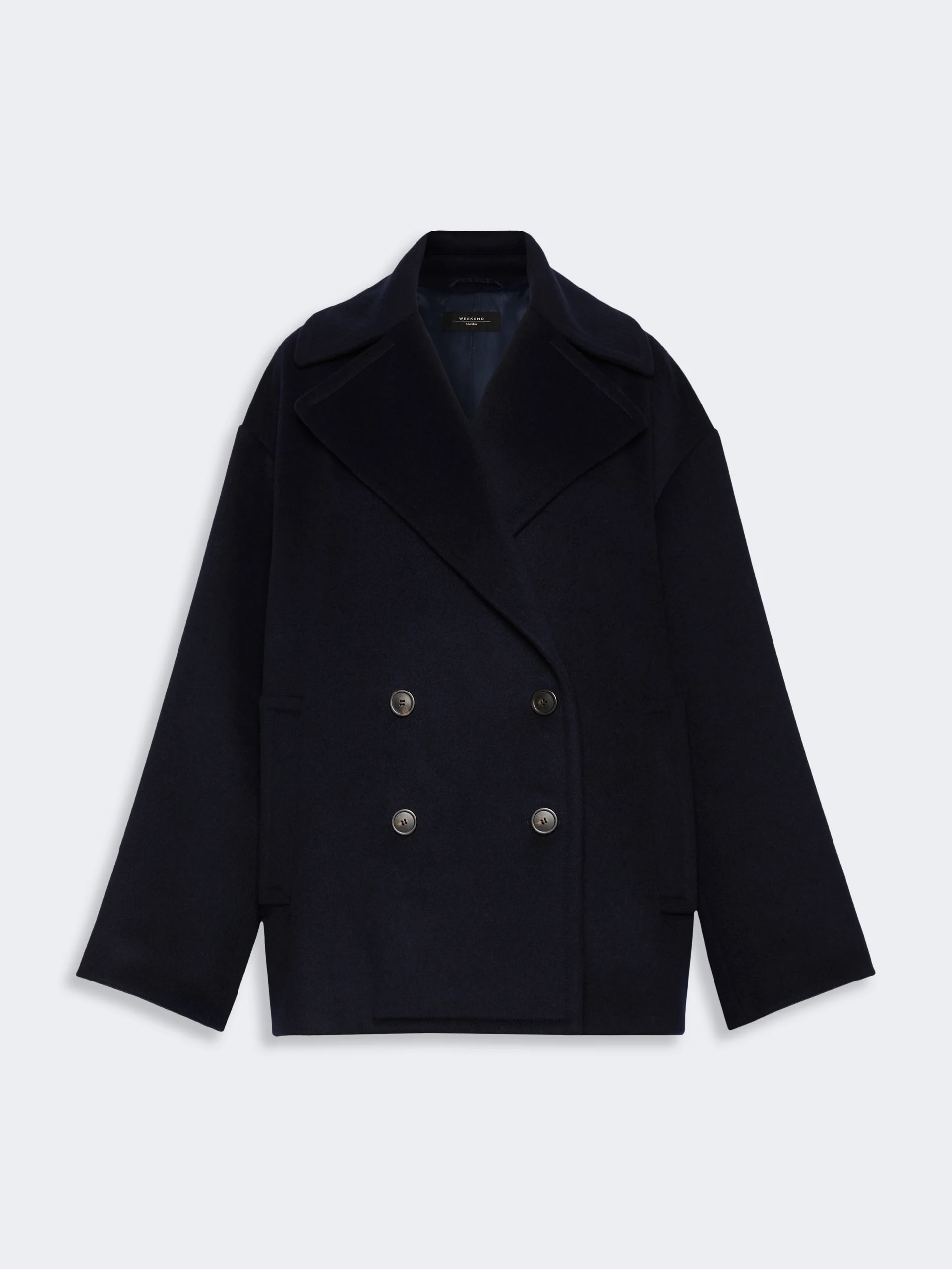 ALPE Double-sided wool double-breasted pea coat - NAVY - 1