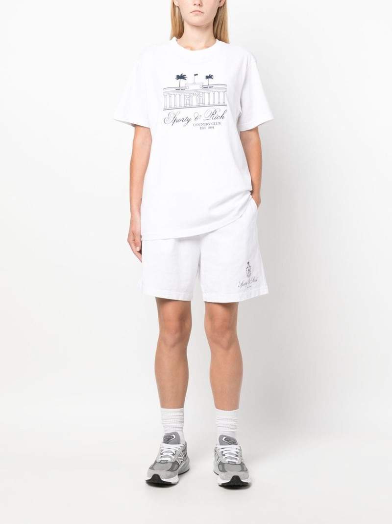 Sporty & Rich logo-print cotton track shorts outlook
