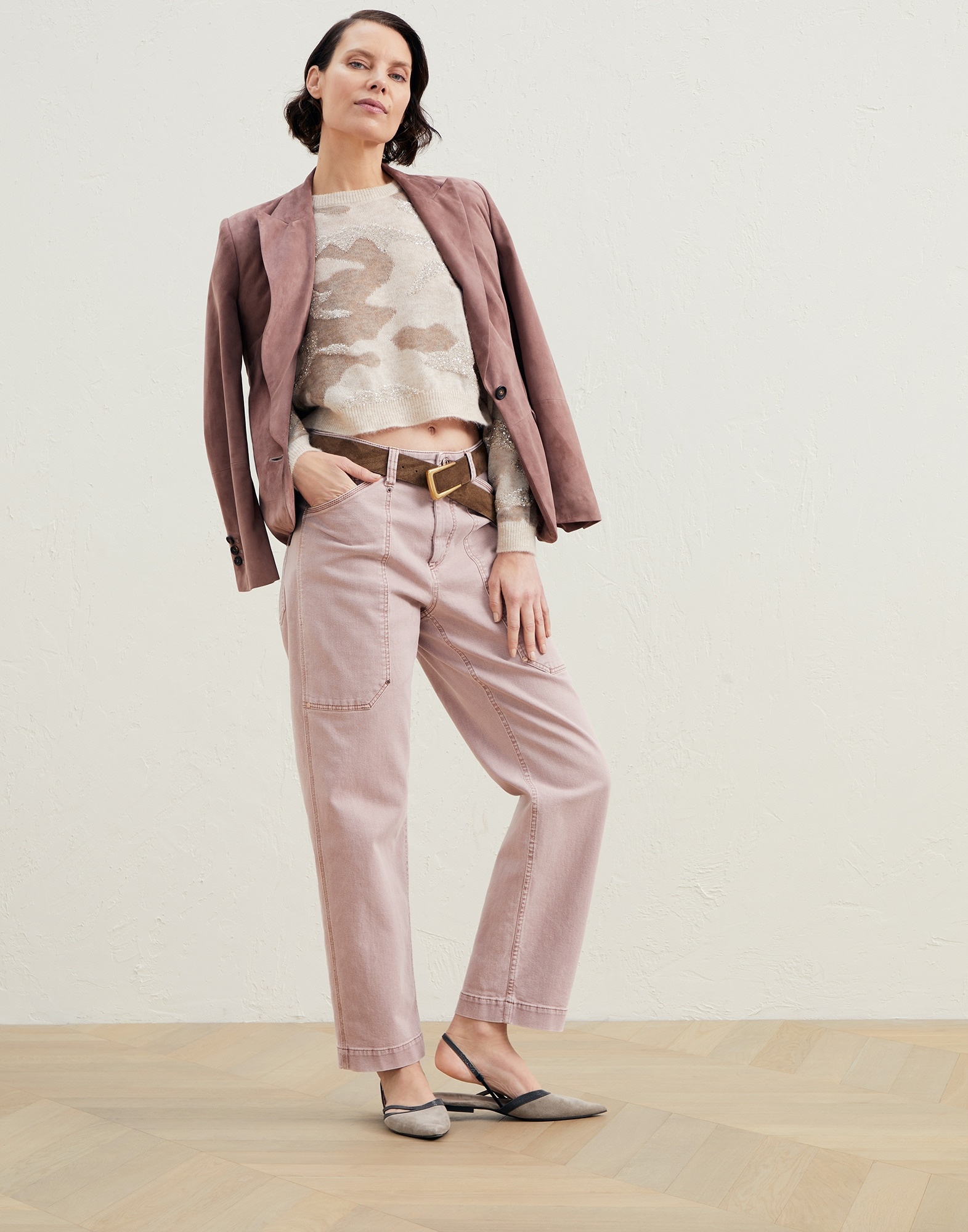 Dyed comfort denim baggy utility trousers with shiny tab - 4