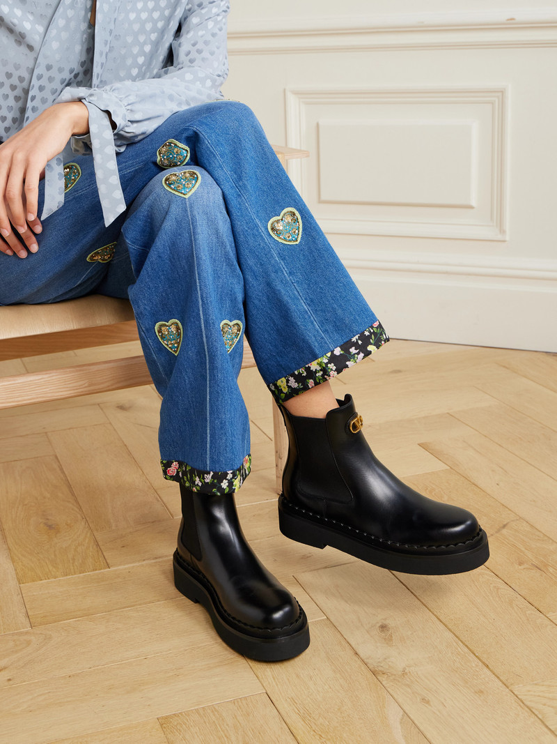 Valentino Beatle Vlogo Leather Ankle Boots outlook